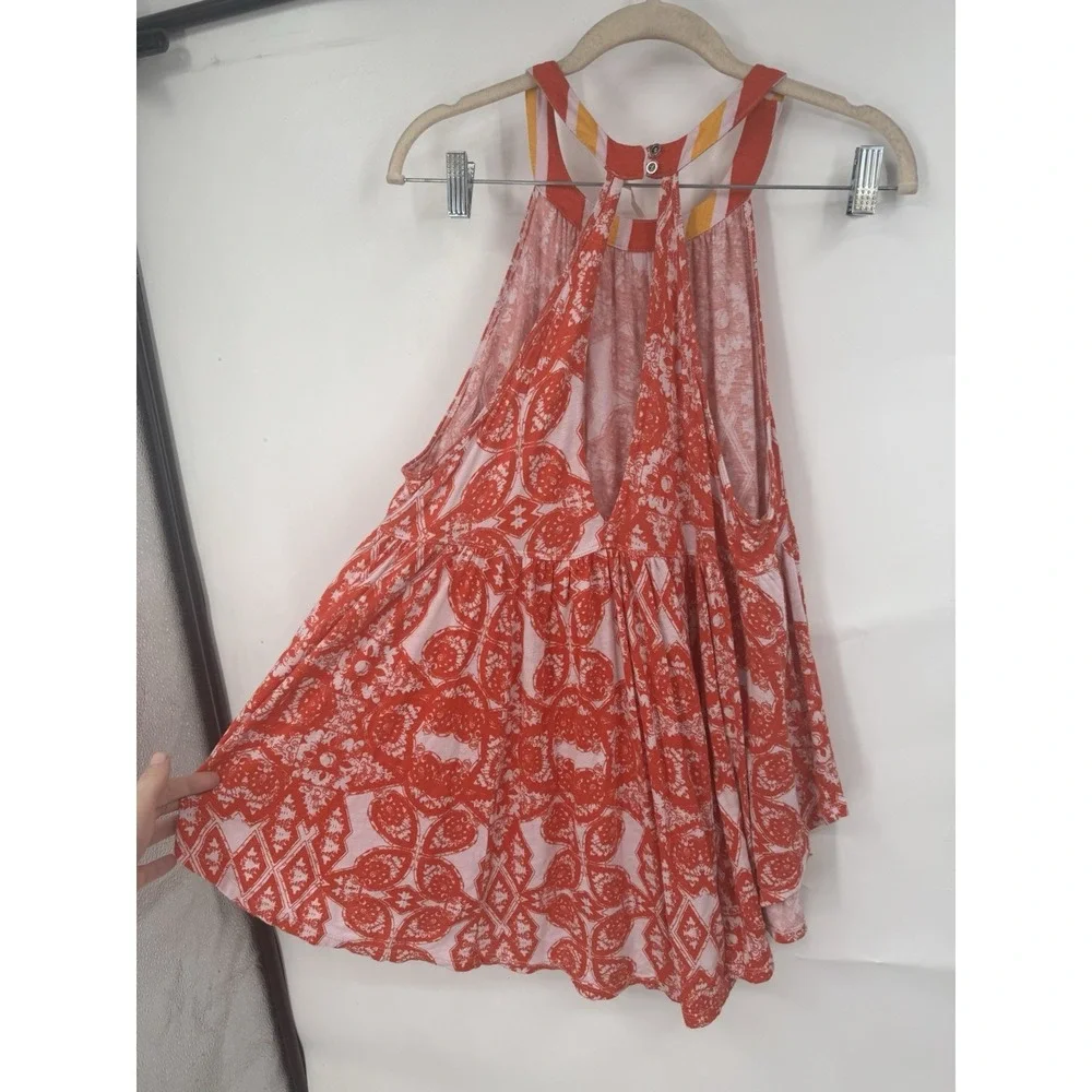 Free People Tunic Women S Orange Boho Medallion Halter Festival Boho OB944887